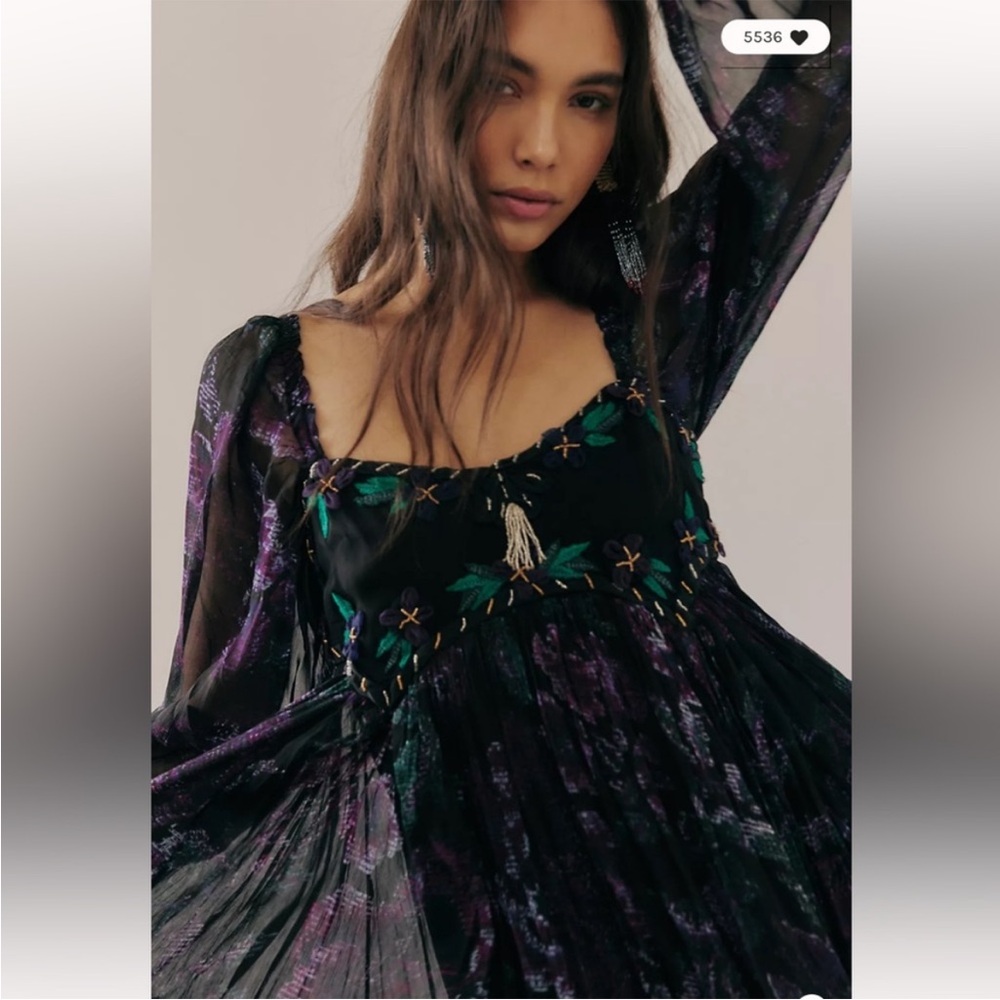 ▪️Free People Timeless Tapestry Embellished Babydoll Maxi Dress - Picture 4 of 14